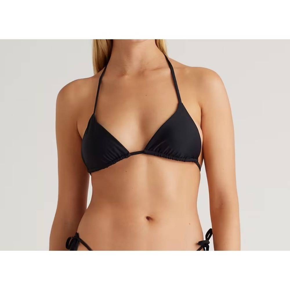 quince italian padded triangle bikini top in black, women size medium
